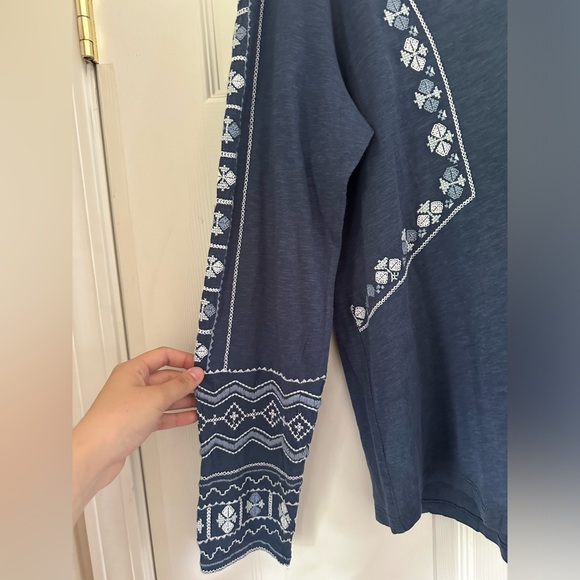 NWT STYLE & CO Women's Cotton Blue Floral Embroidered Shirt Womens size Large - Picture 4 of 8